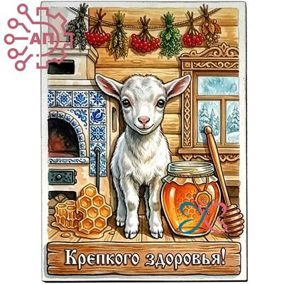 Магнит I Белый козленок "Крепкого здоровья" 35383 35383