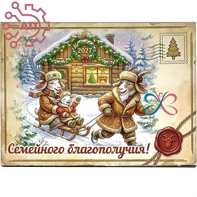 Магнит I Винтажная открытка "Семейного благополучия" 35385 35385
