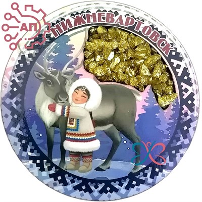 Магнит II с хрусталем Круг Этно девочка с оленем Нижневартовск 2501 2501