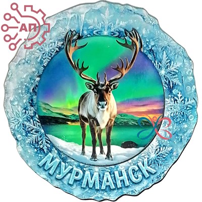 Магнит II Олень в снежной рамке Мурманск FS002883 FS002883