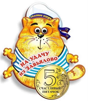 Магнитик цветной кот с зеркальной монетой Завьялово - фото 43845