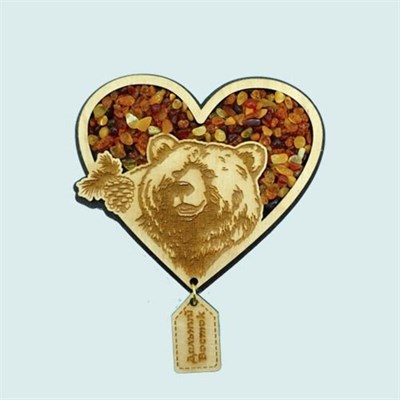 Купить магнитик Янтарь Дальний Восток Медведь в сердце - фото 46269