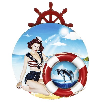 Магнит с подвижной деталью Девушка со спасательным кругом и логотипом города арт 2577 - фото 53535