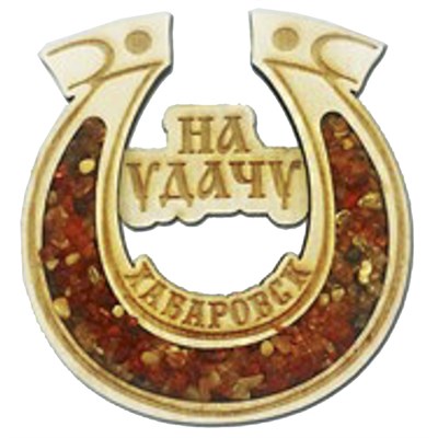 Магнит с янтарем Подкова на удачу Хабаровск 101 - фото 54356