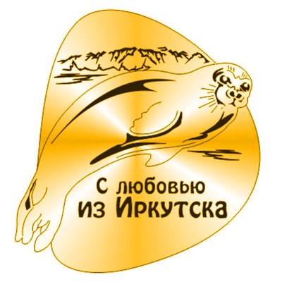 Магнит зеркальный Нерпа с символикой Иркутска - фото 64040