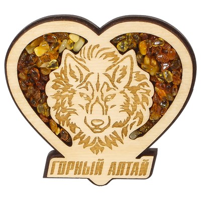 Магнит с янтарем Волк в сердце Горный Алтай 28522 - фото 71356