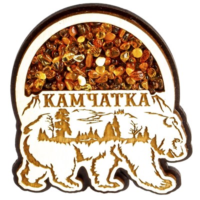 Сувенирный магнит с янтарем и символикой Камчатки вид 11 - фото 72490