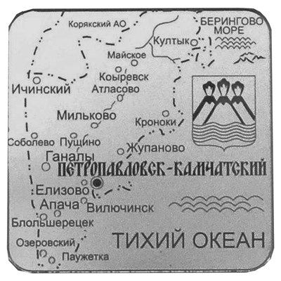 Магнит зеркальный 1 слой Квадрат карта Камчатка FS006828 FS006828