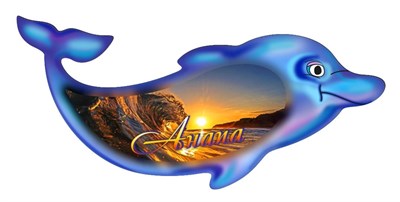 Магнит сувенирный со смолой Дельфин с символикой Вашего города - фото 80824