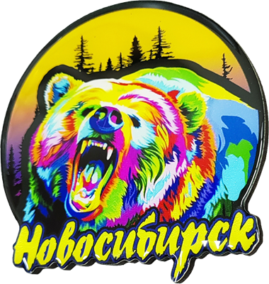 Магнит со смолой Медведь круг лес Новосибирск 31340 - фото 85833