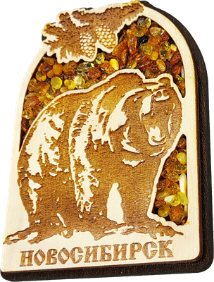 Магнитик янтарь арка медведь Новосибирск 31367 - фото 85953