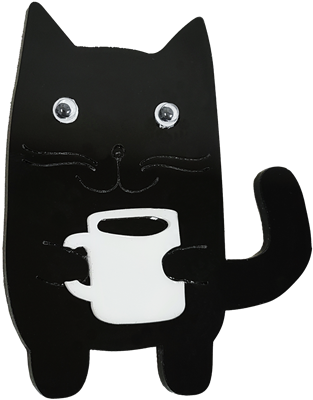 Магнит черно-белый кот с кружкой 31446 - фото 86282