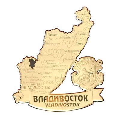 Магнит зеркальный Карта с символикой Владивостока - фото 86664