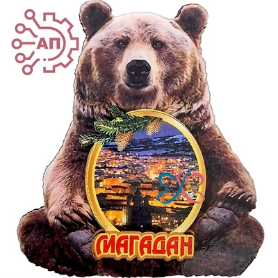 Магнит II Медведь с кругом Магадан 31744 - фото 87580