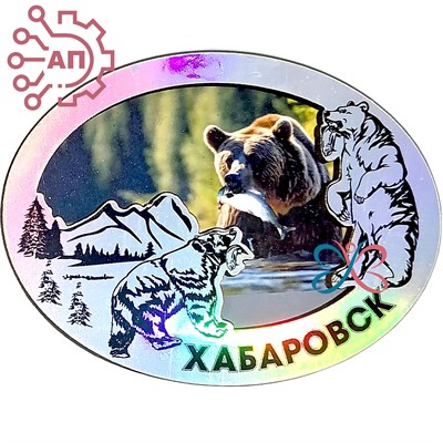 Магнит II Овал с медведями Хабаровск 31948 - фото 88495