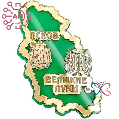 Магнит II зеркальный на пластике Карта с гербом Великие Луки 29793 - фото 89298