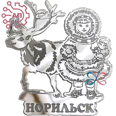 Магнит зеркальный 1 слой Девушка с оленем Норильск 28850 28850