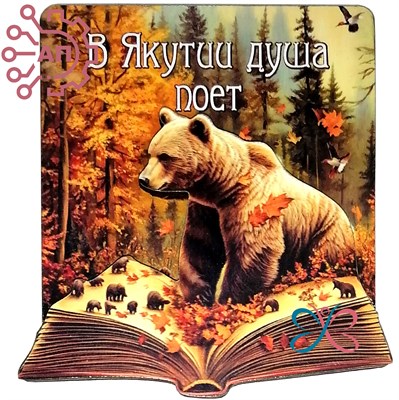 Магнит II "Душа поёт" Медведь и книга Якутия, Якутск 33886 33886 - фото 94834