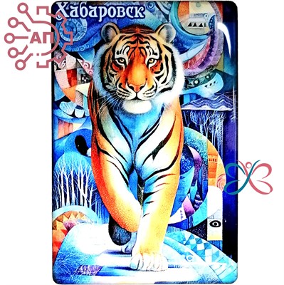 Магнит со смолой серии "Калейдоскоп" Тигры 5 Хабаровск 33918 33918 - фото 94895