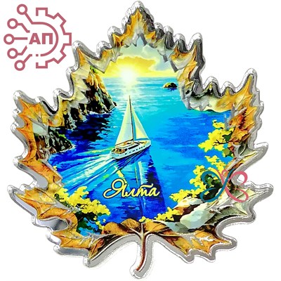 Магнит печать на зеркальном пластике  Лист кленовый Пейзаж Ялта, Крым 34407 34407 - фото 96666