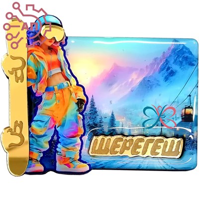 Магнит II со смолой и фурнитурой Сноубордистка Шерегеш 34602 34602