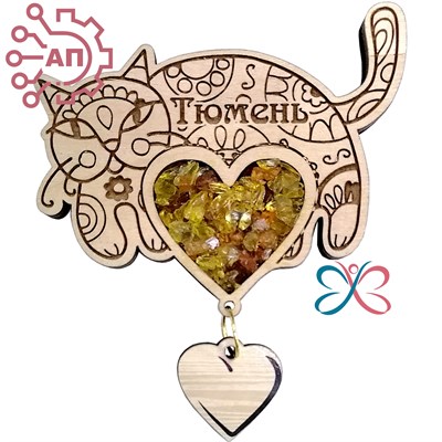 Магнит с минералами и фурнитурой Кошка Тюмень 34607 34607