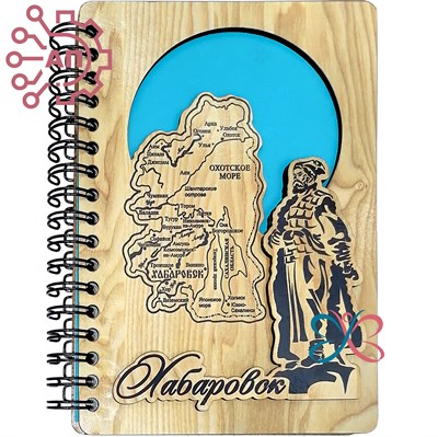 Блокнот А6 цветной имитация береза Хабаров карта Хабаровск 33316 33316