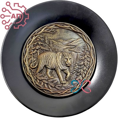 Тарелка сувенирная с 3D вставкой из гипса Тигр 34790 34790