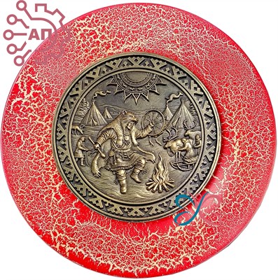 Тарелка сувенирная с 3D вставкой из гипса Шаман у костра 34857 34857
