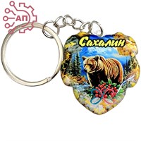 Брелок со смолой Лист медведь Сахалин 35353 35353