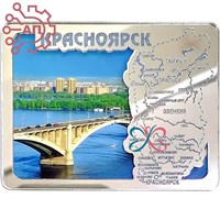 Магнит зеркальный с картинкой Прямоугольник с картой Красноярск FS002713 FS002713