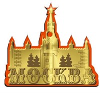 Магнит зеркальный 2х слойный Спасская башня Москва