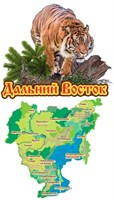 Купить магнитик из дерева Дальний Восток Качели Тигр и карта области
