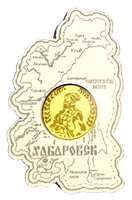 Магнит зеркальный комбинированный Карта с кругом Хабаровск FS007833