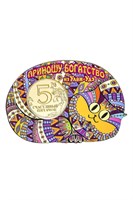 Магнит 1-слойный с фурнитурой "Кот-оберег приношу богатство с зеркальной монетой"№3 Улан-Удэ арт 2506