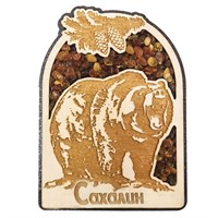 Магнит с янтарем Арка медведь Сахалин 25701