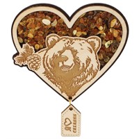 Магнит с янтарем Сердце медведь Сахалин 25703
