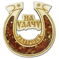 Магнит с янтарем Подкова Хабаровск 101