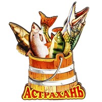 Магнитик Кадушка с рыбой Астрахань 1986