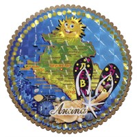 Панно 4-хслойное цветное 20 см покрытие галограмма Карта с символами Вашего города
