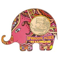 Магнит Слон с зеркальной фурнитурой приношу успех из Калмыкии