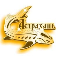 Магнит зеркальный Белуга с символикой Астрахани вид 2