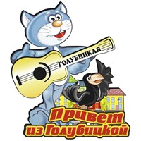 Магнит кот с зеркальной гитарой и вороной с символикой Голубицкой
