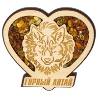 Магнит с янтарем Волк в сердце Горный Алтай 28522