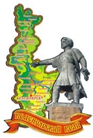 Магнит сувенирный Карта с символикой Красноярска