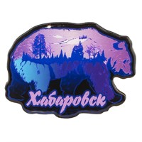 Сувенирный магнит со смолой Медведь вид 10 с символикой Вашего города