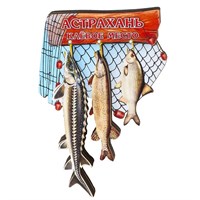 Сувенирный магнит Рыбы в сетке с символикой Астрахани