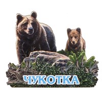 Сувенирный магнит Медведица с медвежонком и символикой Чукотки