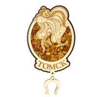 Сувенирный магнитик с янтарем и подвесной деталью Рыбка с символикой Томска