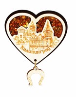 Магнитик Сердце с янтарем и символикой города Калининград артикул 30488